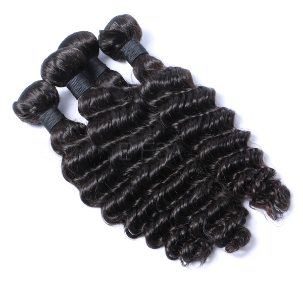 Deep wave wavy wefted human hair extensions CX067